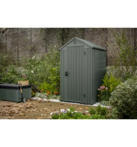 Casetta da giardino keter "darwin 4x4" in evotech+ colore verde con porta battente singola 123,8x117x205,1 cm - foto 2