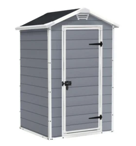 Casetta da giardino keter manor in resina colore grigio con porta battente singola 129x103x196 cm