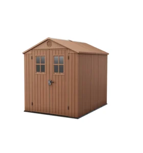 Casetta da giardino keter darwin in evotech+ colore marrone con porta battente doppia 190x244x221 cm