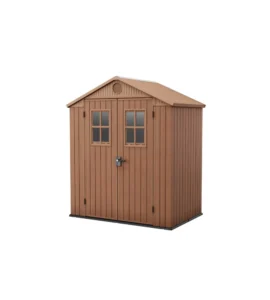 Casetta da giardino keter "darwin in evotech+ colore marrone con porta battente doppia 190x122x221 cm