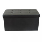 POUF CONTENITORE RETTANGOLARE IN ECOPELLE NERO - foto 4