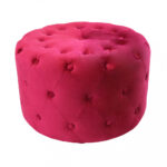 POUF ROTONDO IN VELLUTO BORDEAUX - foto 4