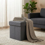 POUF CONTENITORE QUADRATO IN STOFFA GRIGIO SCURO - foto 2