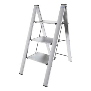 Scala sgabello a 3 gradini in Alluminio ARGENTO salvaspazio LEONARDO 3 COLOMBO